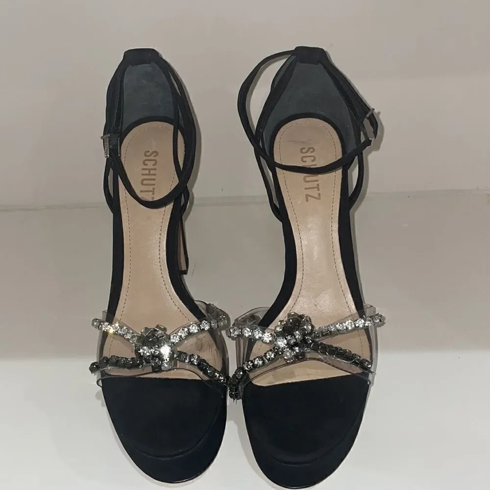 Schutz Jayda Platform Rhinestone Heels Size 8.5